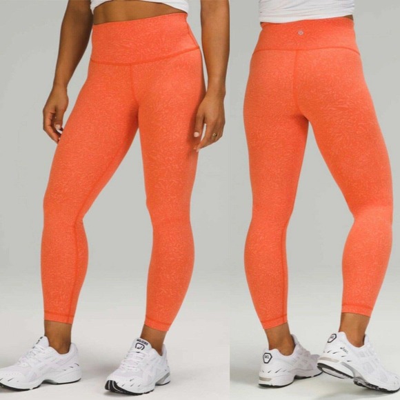 lululemon athletica Pants - Lululemon Wunder Train High Rise Tight 25” Size 20 Crunch Warm Coral Workout Gym